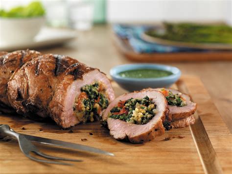 Roasting the pork at a higher temperature in an attempt to cook it faster could result in burnt edges or an undercooked inside. Stuffed Pork Tenderloin with Chimichurri - Pork Recipes ...