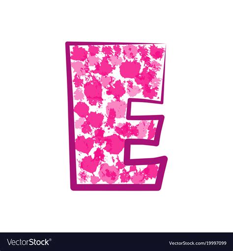 English Pink Letter E On A White Background Vector Image