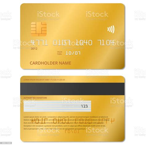 Bank Gold Credit Card Front And Back View Mockup Stock Illustration