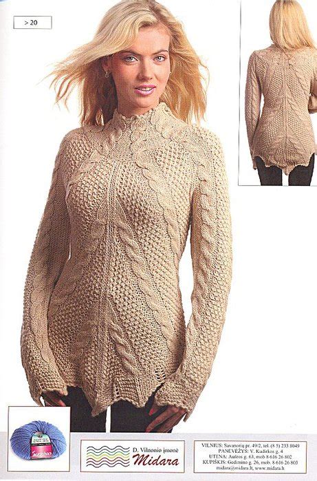 Вязаный женский пуловер с диагональными косами - Вяжи.ру