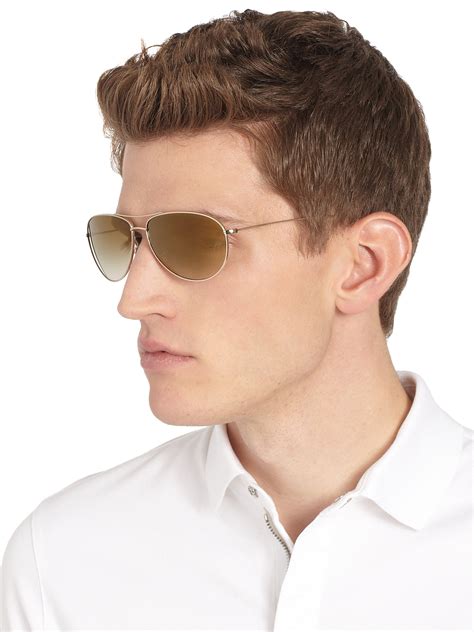 Lyst Oliver Peoples Tavener Aviator Sunglasses In Metallic For Men
