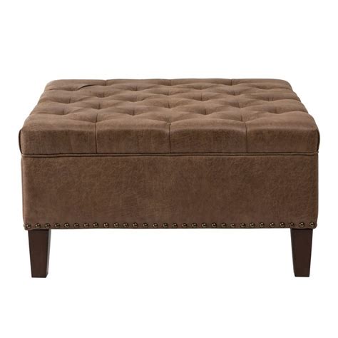 Madison Park Lindsey Cocktail Ottoman Square Tufted Faux Leather