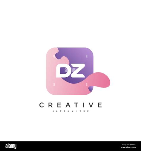 Dz Initial Letter Logo Icon Design Template Elements With Wave Colorful