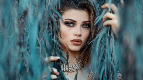 Sexy Pierced Blue Eyed Long Haired Brunette Teen Girl Wallpaper X P