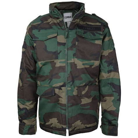 Combat Combat Mens Tactical Heavyweight Hooded Quilted Camo Hunting