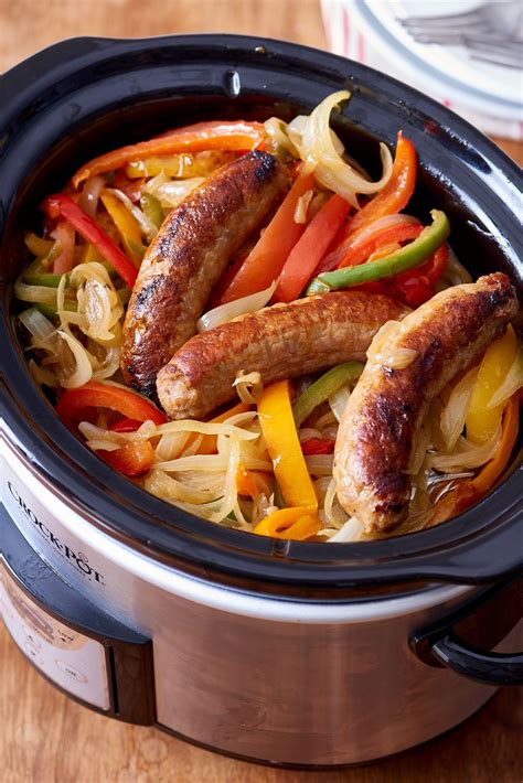 Recipe Slow Cooker Sausages With Peppers And Onions Recipe Low