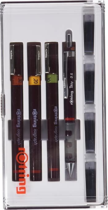 Rotring Isograph Junior Set 3x Technical Pens 010mm 020mm 030mm