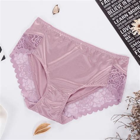 spandcity fashion satin sexy hollow out panties seamless women underwear mid rise soft physical