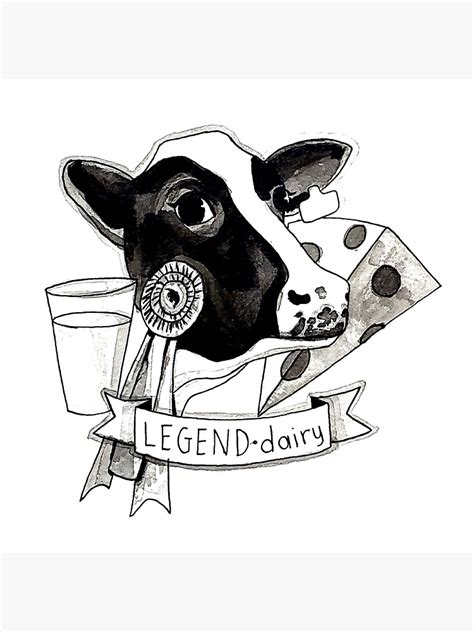 Cow Legend Dairy Illustration Sticker By Madamimadeira Redbubble