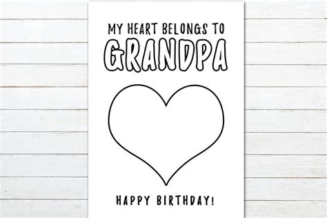 Grandpa Birthday Card Coloring Card For Grandfather Etsy Canada
