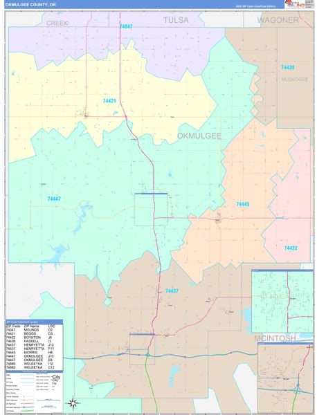 Okmulgee County Ok Wall Map Color Cast Style By Marketmaps Mapsales