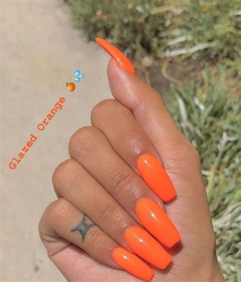 Follow Slayinqueens For More Poppin Pins Orange Acrylic Nails