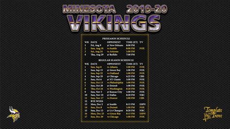 2019 2020 Minnesota Vikings Wallpaper Schedule