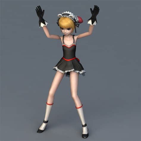 Anime Character D Model Rigged T Pose Rigged Model Of Inuko Anime