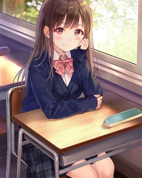 Kawaii Cute Anime Girl Sitting Anime Wallpaper Hd