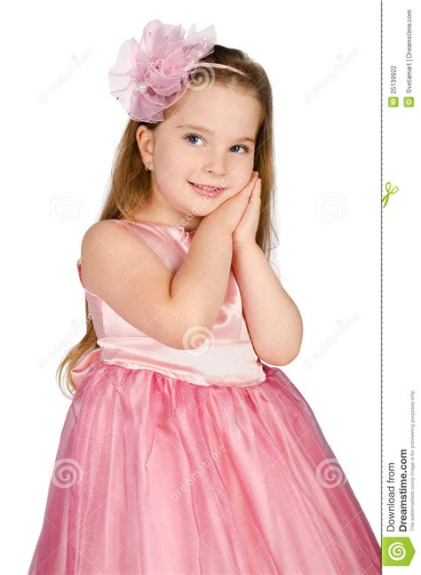 Portrait Of Cute Little Girl In Princess Dress Stock Photo
