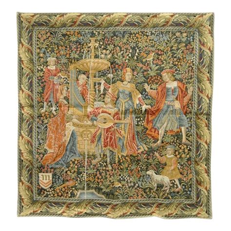 65 X 61 French Wall Hanging Tapestry Jacquard Medieval Country