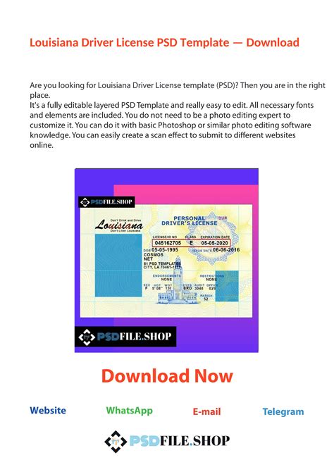 Louisiana Driver License Psd Template Download By Psdfileshop Issuu