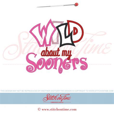 5918 Sayings Wild About My Sooners Applique 5x7 Birthday Design