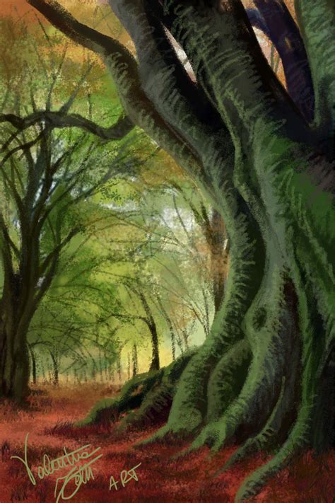 Digital Paint Nature Forest Background Tree Paint Art