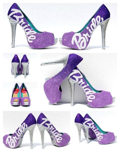 Purple And Silver Bride Shoes Silver Swarovski Crystal Wedding Heels