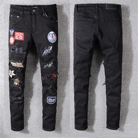 New Italy Style 5412 Men S Distressed Destroyed Badge Pant Art