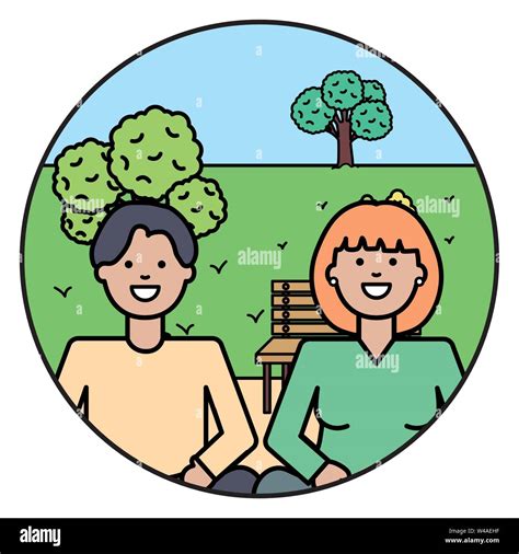 Los Amantes De La Joven Pareja En El Parque Diseño Ilustración Vectorial Imagen Vector De Stock