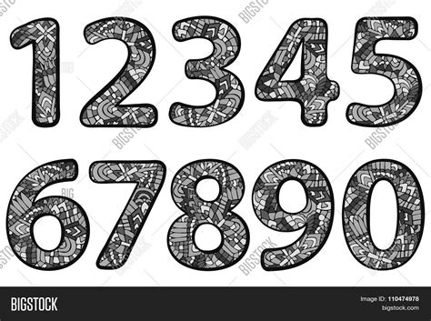 Zentangle Numbers Vector And Photo Free Trial Bigstock