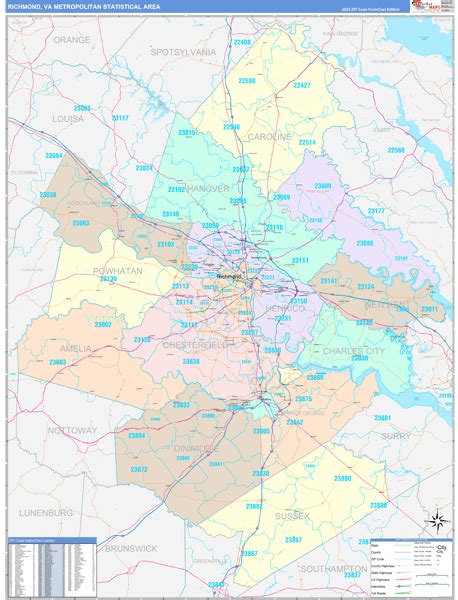 Richmond Metro Area Va Zip Code Maps Color Cast