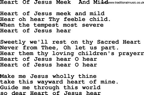 Catholic Hymns Song Heart Of Jesus Meek And Mild Lyrics And Pdf