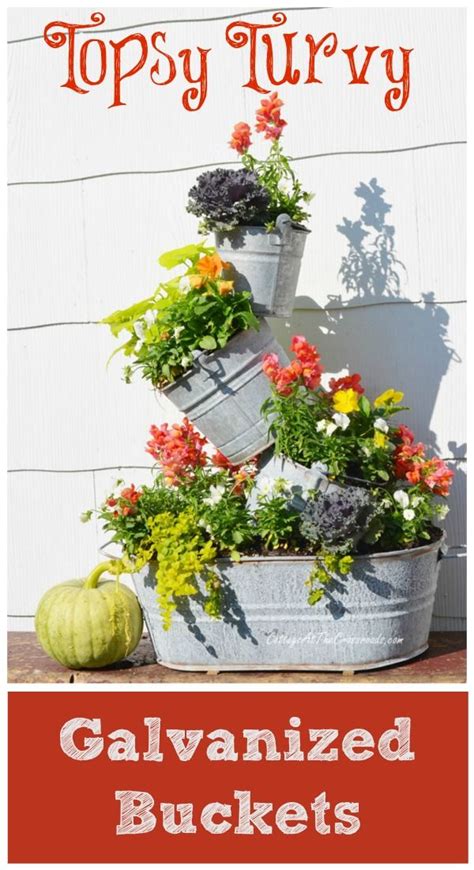 topsy turvy buckets on the deck garden containers container gardening garden pots