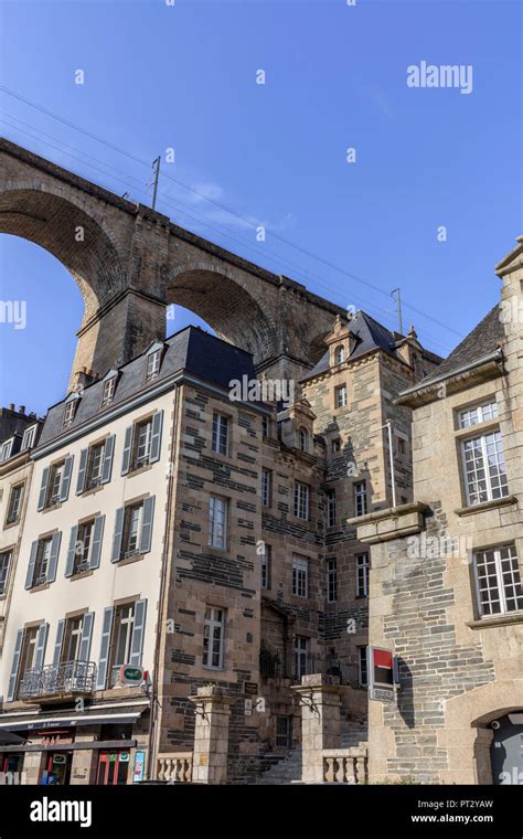 Europe France Brittany Morlaix View Of The Railway Viaduct And The