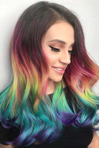 41 rainbow hair ideas for brunette girls — no bleach required rainbow hair color rainbow hair