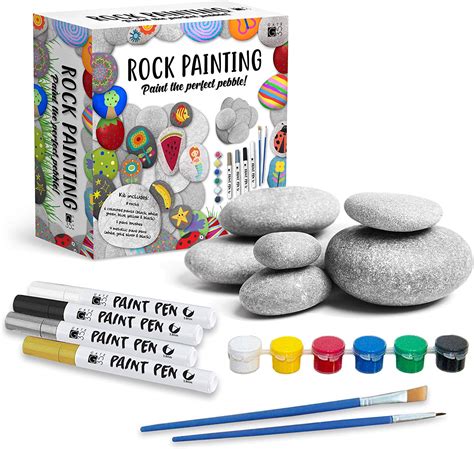 Premium Rock Painting Craft Kit Includes Smooth Pebbles Acrylic