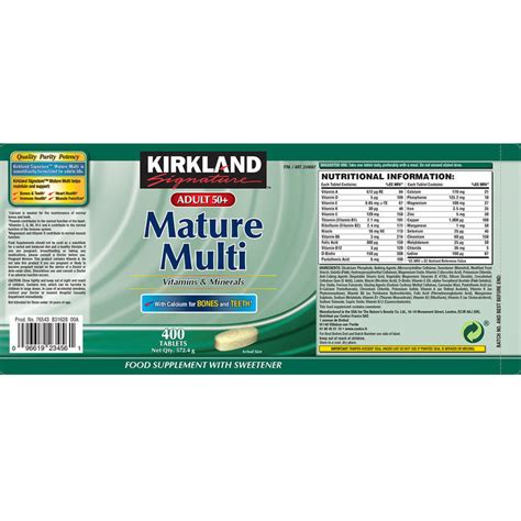 Kirkland Signature Adult Mature Multivitamins Minerals Tablets Months Supply