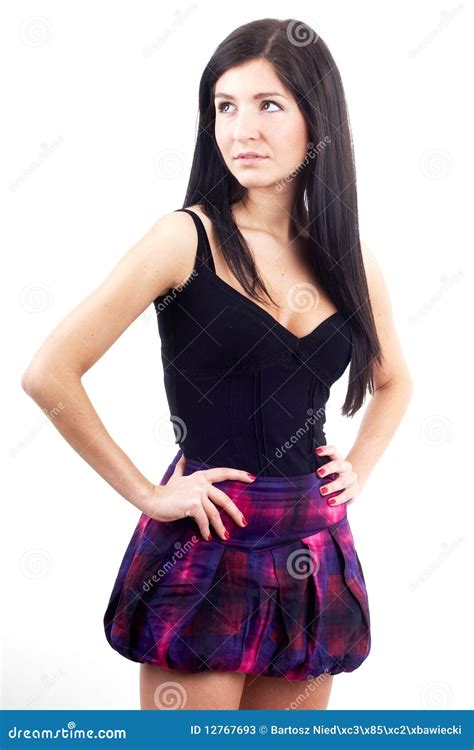 Cute And Brunette Girl Stock Image Image Of Model Isolated 12767693