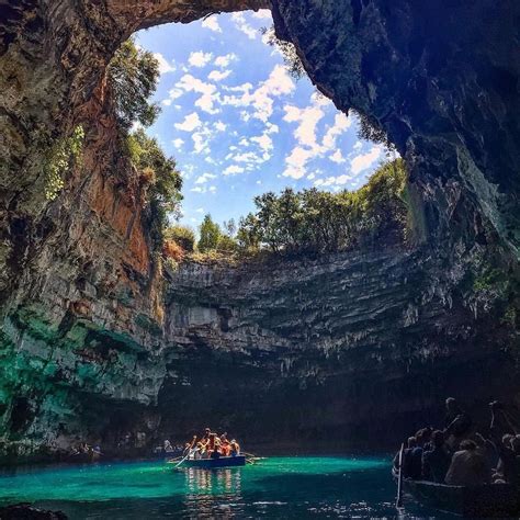 Melissani Cave Kefalonia Greece Natural Landmarks Travel Instagram