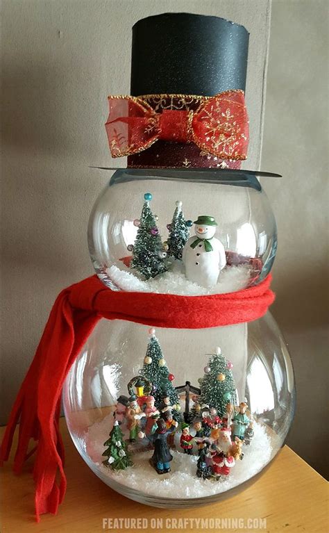 Fish Bowl Snowman Craft Diy Christmas Decorations Easy Snowman