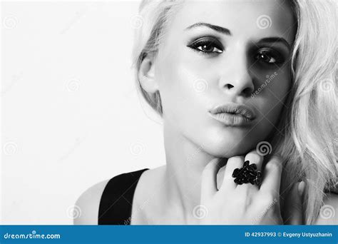 Beautiful Young Womanblond Girlart Monochrome Portrait Stock Image