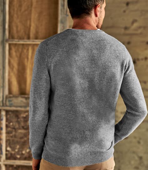 Grey Marl Pure Lambswool Lambswool V Neck Knitted Sweater