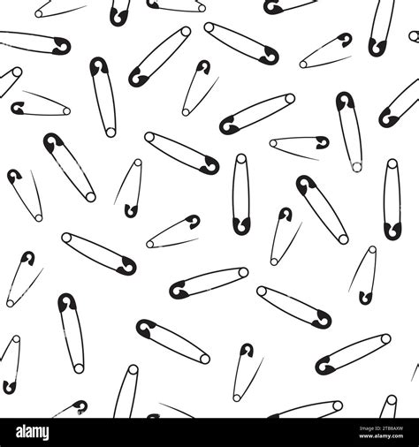 Seamless Pattern Of Safety Pins On A White Background Vector
