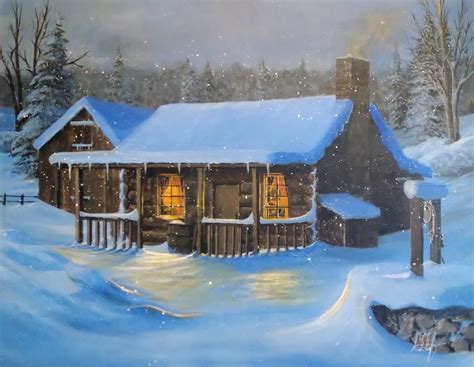 A Warm Home On A Cold Winters Night As The Snow Starts Falling Again