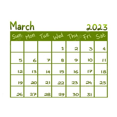 March Calendar 2023 Png Vector Psd And Clipart With Transparent Vrogue