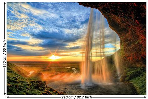Photo Wallpaper Waterfall Picture Decoration Sunset On