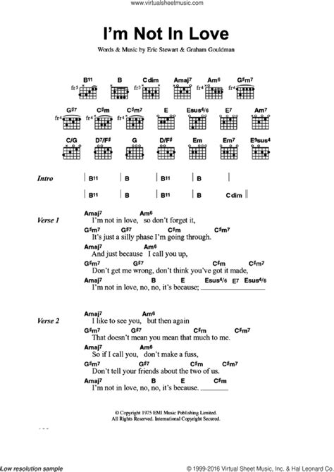 10cc Im Not In Love Sheet Music For Guitar Chords Pdf