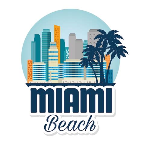 Premium Vector Miami Beach Cityscape Scene Vector Illustration Design