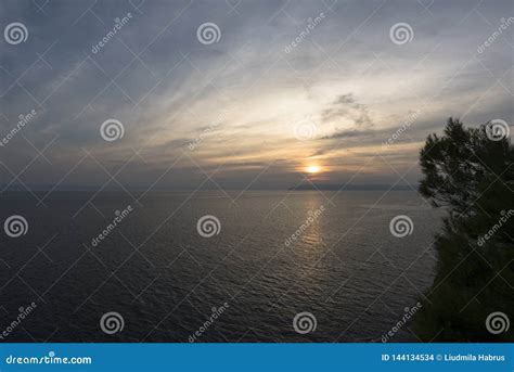 Magnificent Unforgettable Sunset On The Adriatic Sea Stock Photo