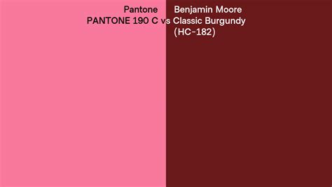Pantone 190 C Vs Benjamin Moore Classic Burgundy Hc 182 Side By Side