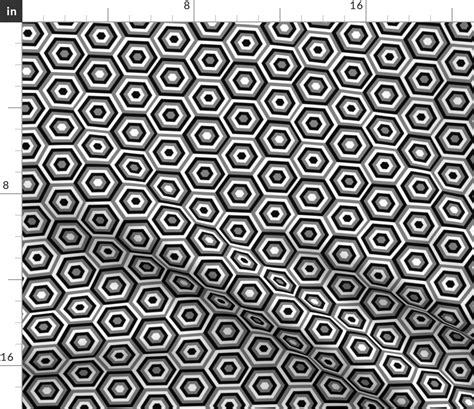 Nested Hexagons Black White And Gray Fabric Spoonflower