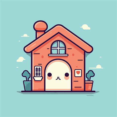 Cute Kawaii House Chibi Mascot Vector Cartoon Style 23169676 Vector Art